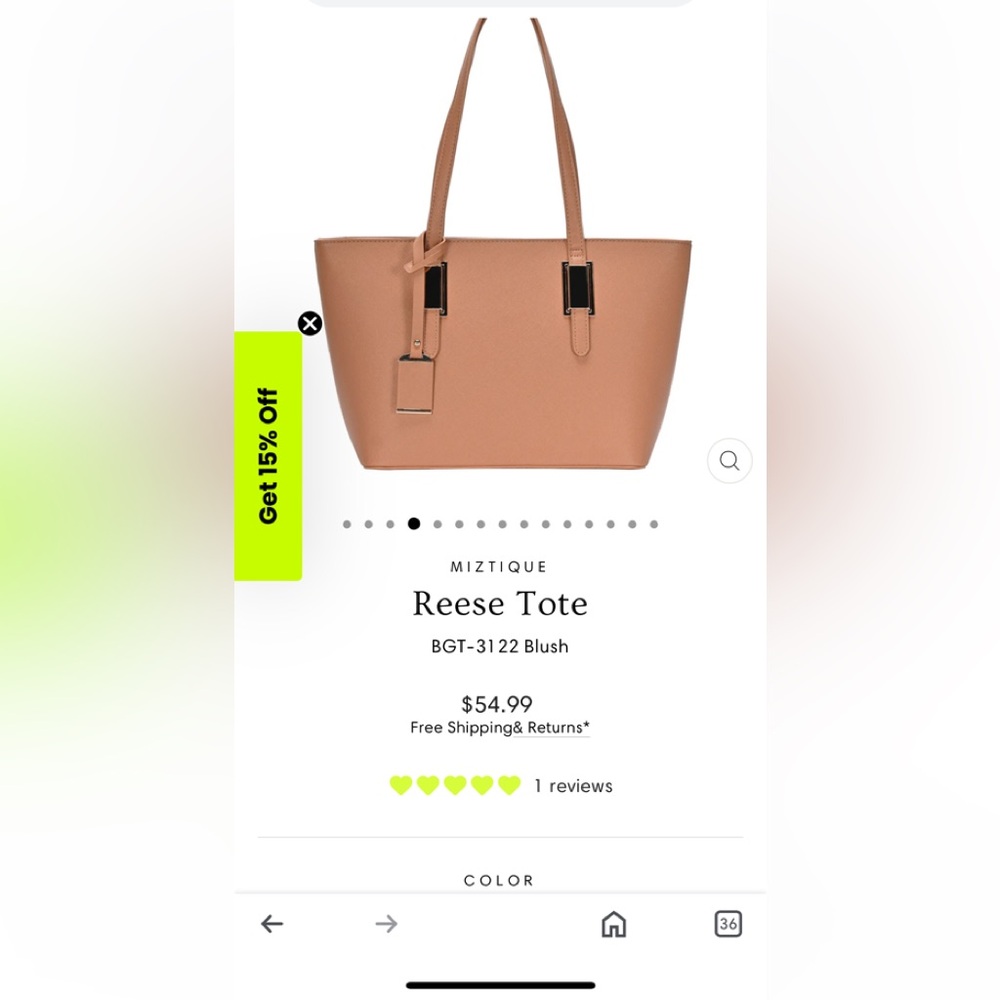 Miztique Tote bag in saddle Color NWT - Picture 11 of 15